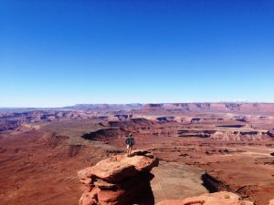 Hiker in Canyonlands National Park in Sky District Utah